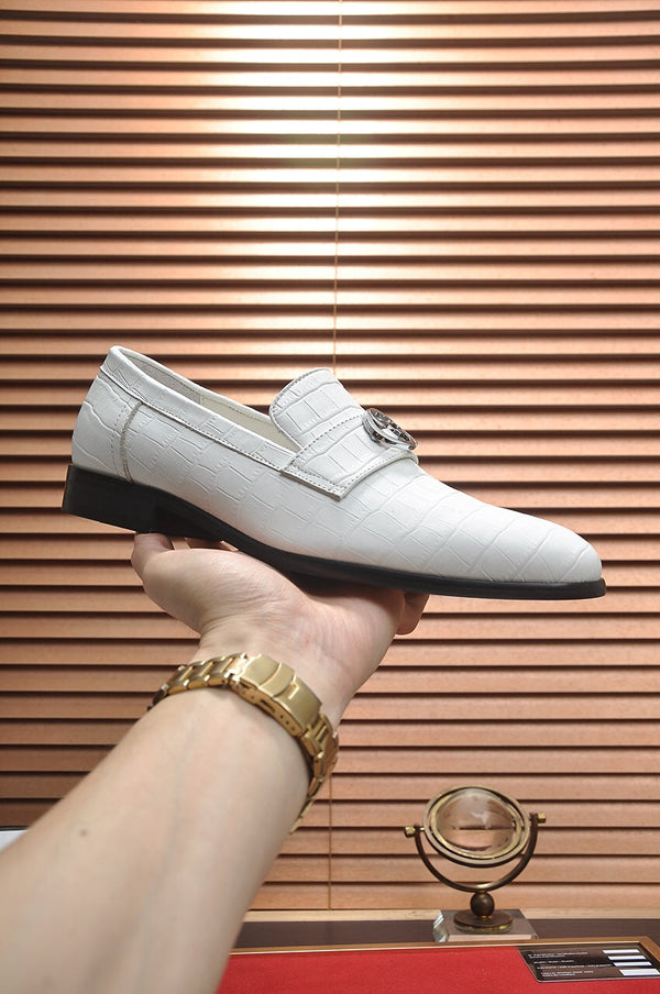 GG Men's Loafer White GG Silver Cowhide 552797