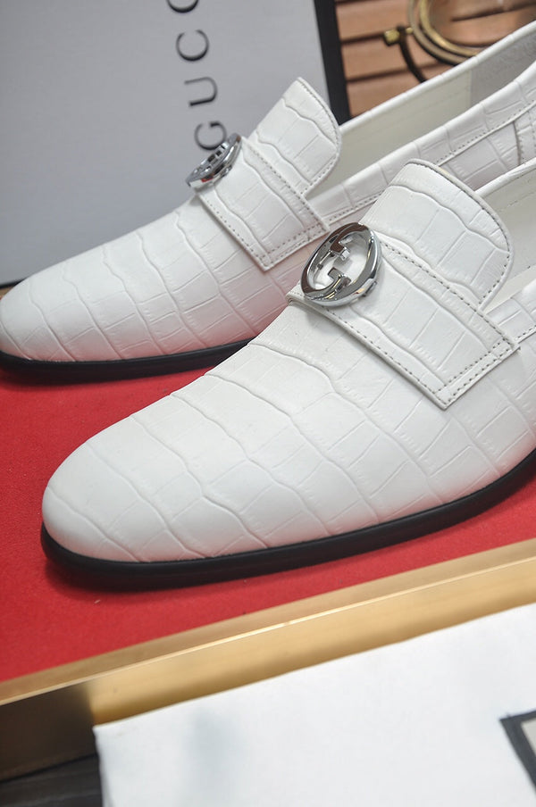GG Men's Loafer White GG Silver Cowhide 552797