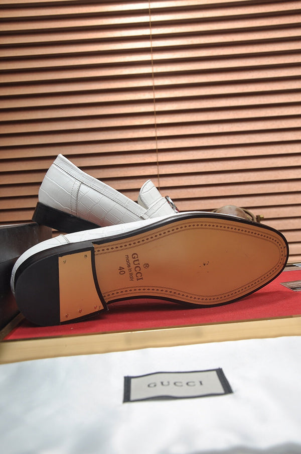 GG Men's Loafer White GG Silver Cowhide 552797