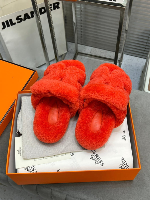 HM Chypre Sandal Red Orange Fleece Wool 953868