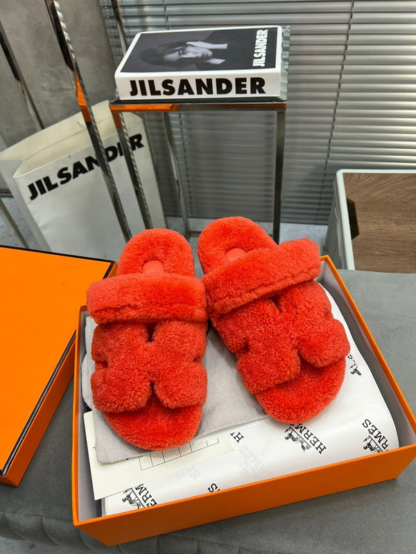 HM Chypre Sandal Red Orange Fleece Wool 953868