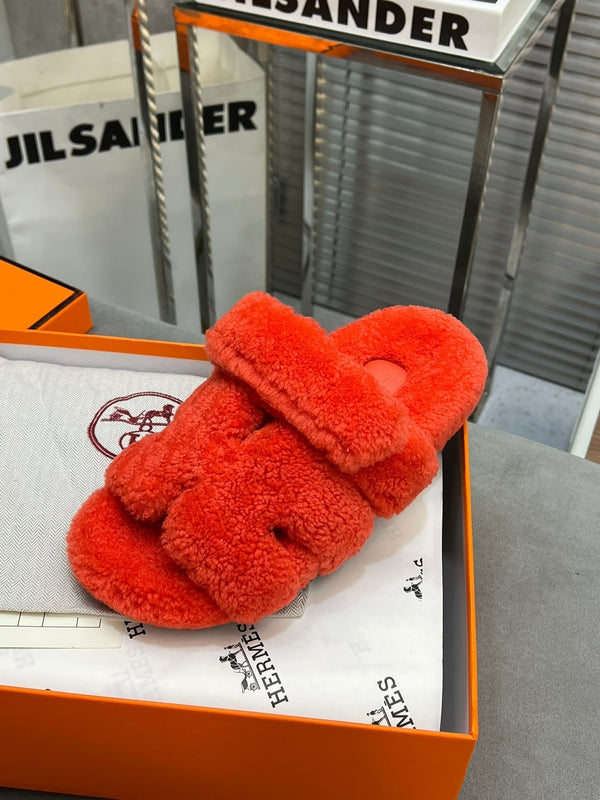 HM Chypre Sandal Red Orange Fleece Wool 953868