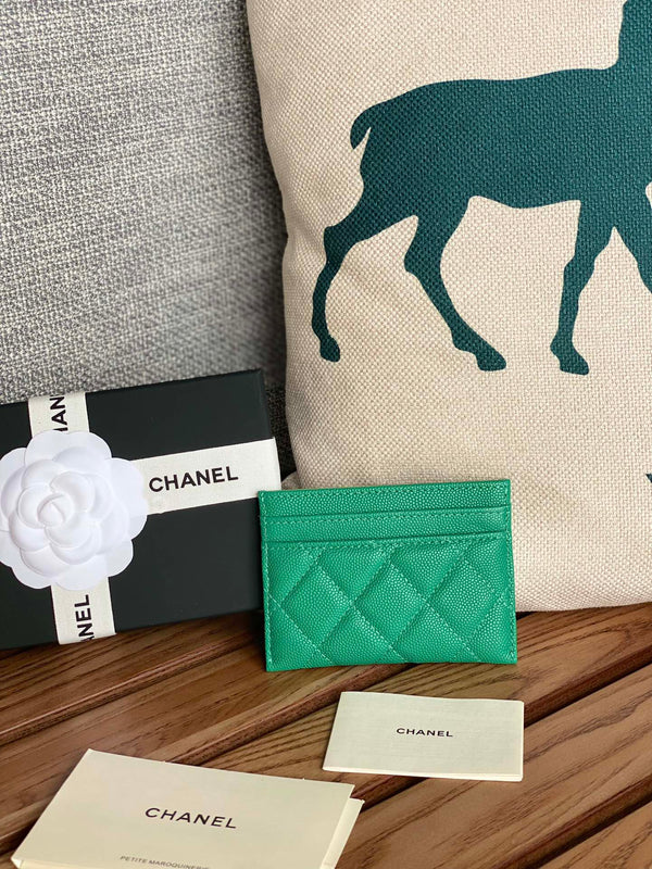 cc card holder 10cm dark green caviar