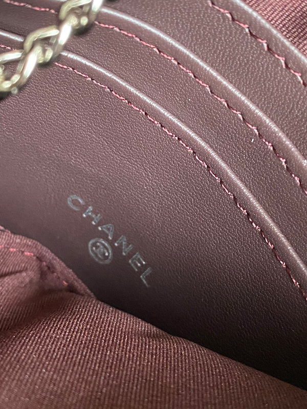 Portafoglio con cerniera cc 14 cm nero caviale hardware argento