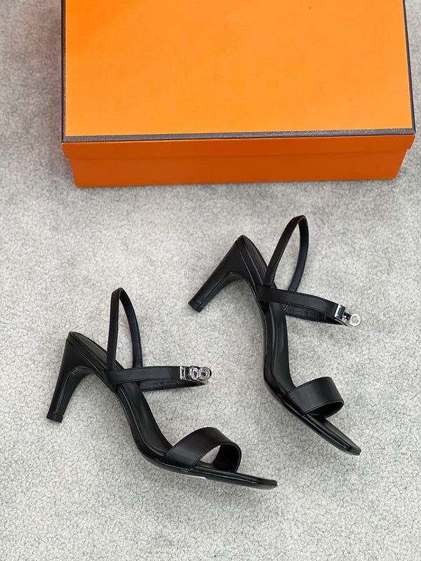 Sandalo Glamour 75 in pelle nera