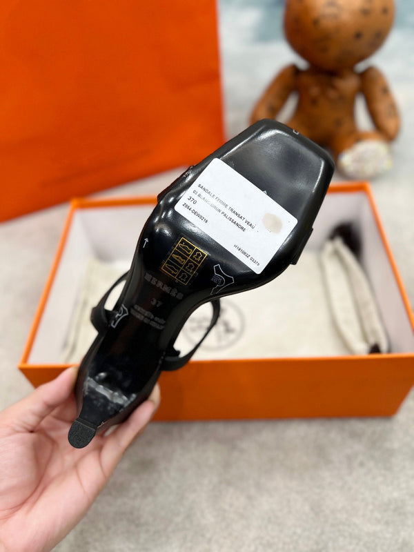 Sandalo Glamour 75 in pelle nera