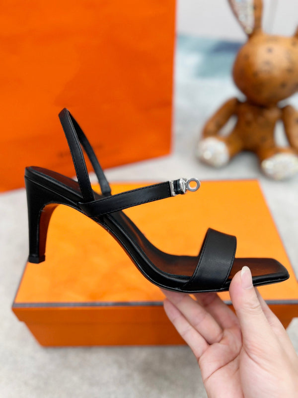 Sandalo Glamour 75 in pelle nera