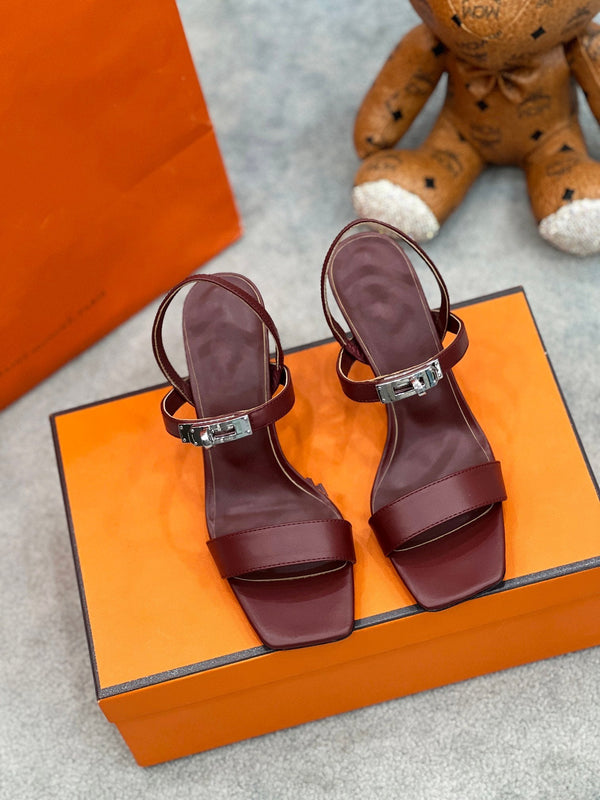 Glamour 75 Sandal Red Brown Leather