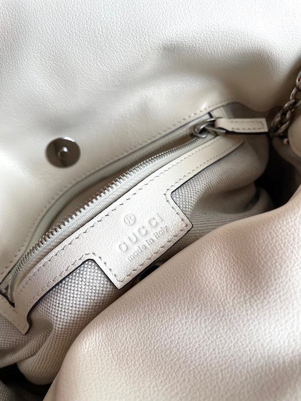 BORSA BLONDIE TOTE 30 IN PELLE DI VITELLO BIANCA CON FERRAMENTA IN ARGENTO