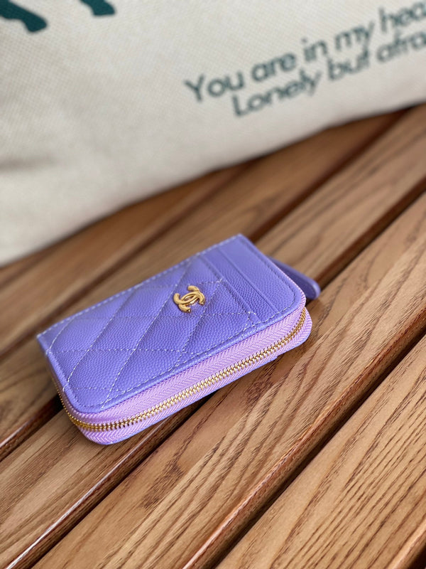 CC 22A Zippy Coin Purse Purple Caviar GHW 223900