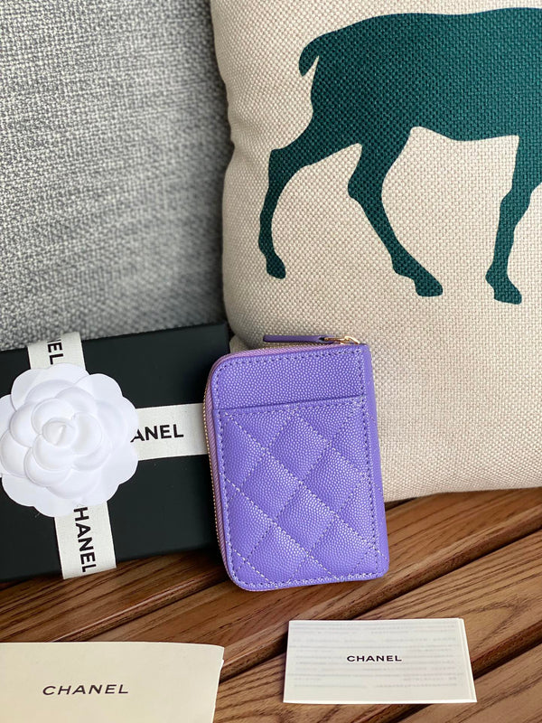CC 22A Zippy Coin Purse Purple Caviar GHW 223900