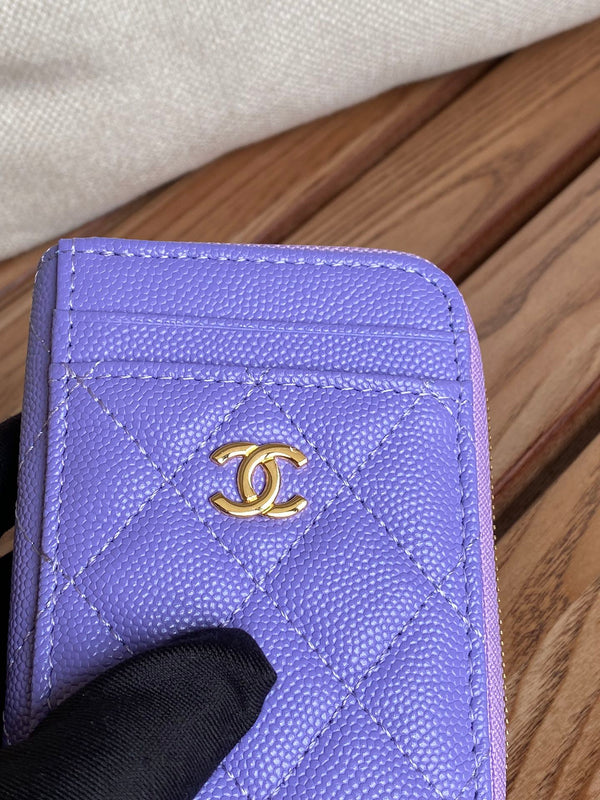 CC 22A Zippy Coin Purse Purple Caviar GHW 223900