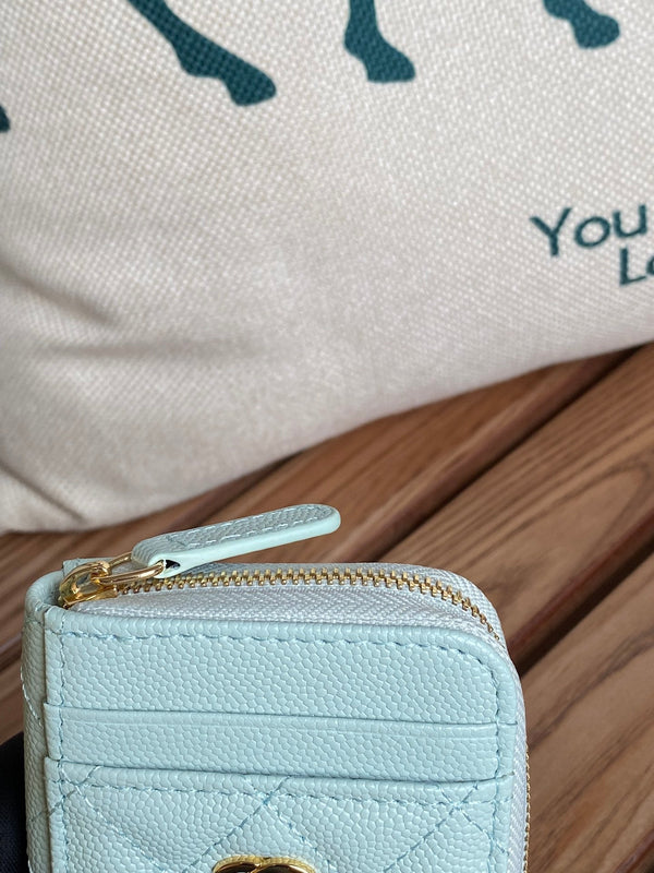 CC 22A Zippy Coin Purse Light Blue Caviar GHW 223904