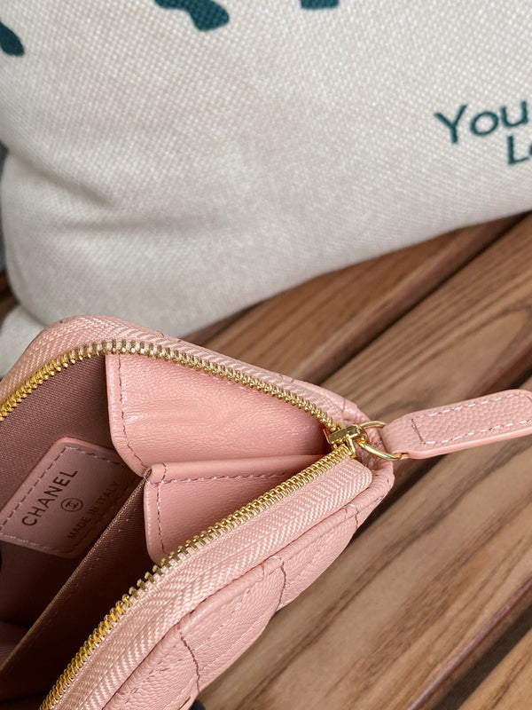 CC 22A Zippy Coin Purse Light Pink Caviar GHW 223906