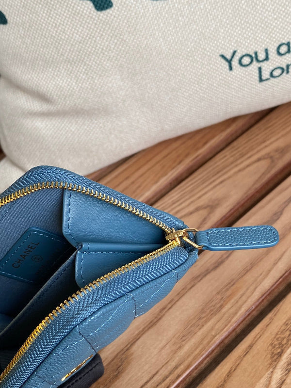 CC 22A Zippy Coin Purse Blue Caviar GHW 223908