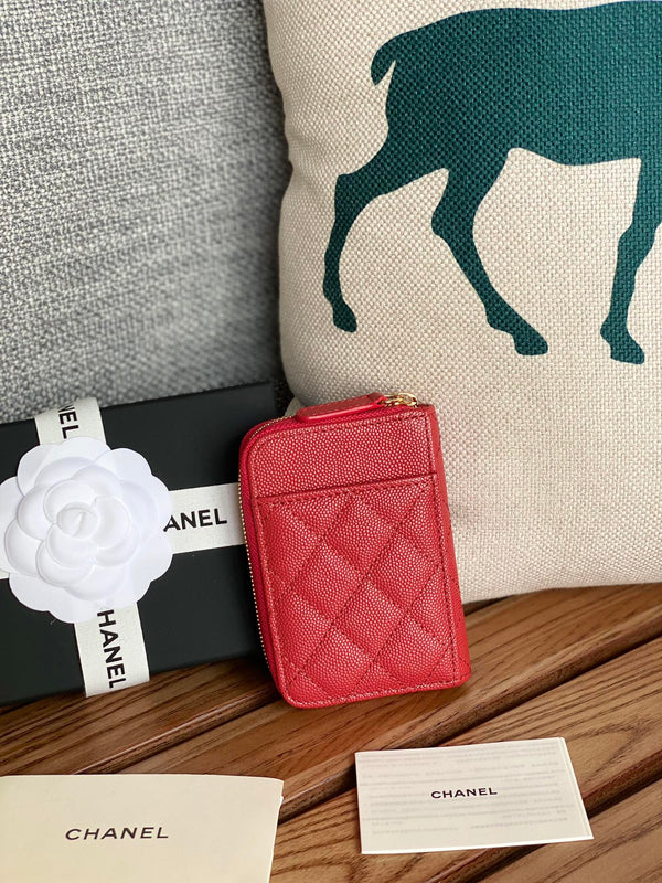 CC 22A Zippy Coin Purse Red Caviar GHW 223914