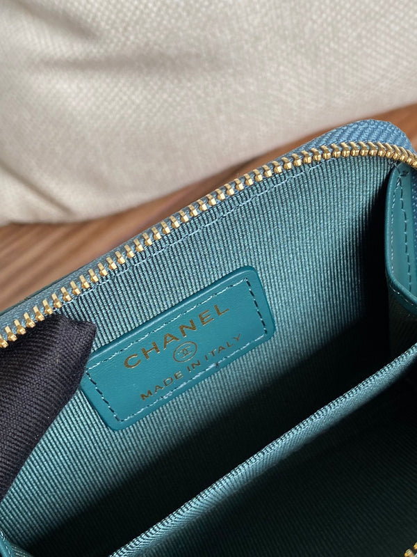 CC 22A Zippy Coin Purse Green Caviar GHW 223916