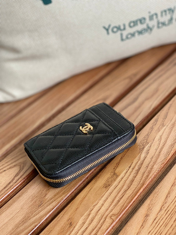 CC 22A Zippy Coin Purse Black Caviar GHW 223922