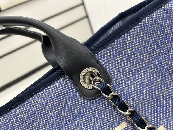 Borsa CC Deauville in tweed, pelle nera, finiture in argento 12