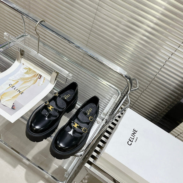 HIGH FLAT SANDALS WITH DOUBLE STRAP-DESIGN LEATHER BLACK