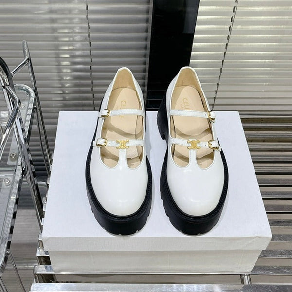 HIGH FLAT SANDALS WITH DOUBLE STRAP-DESIGN LEATHER WHITE