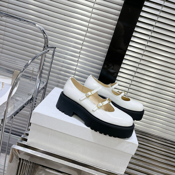 HIGH FLAT SANDALS WITH DOUBLE STRAP-DESIGN LEATHER WHITE