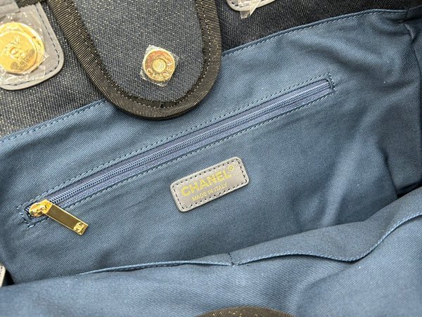 Borsa CC Deauville in tweed, pelle nera, finiture dorate 21