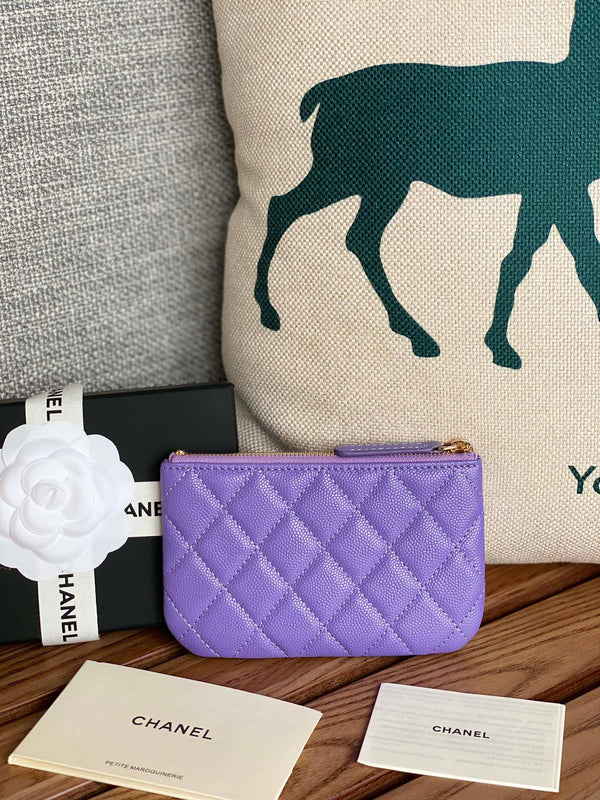 cc zipped wallet 15 purple caviar gold hardware