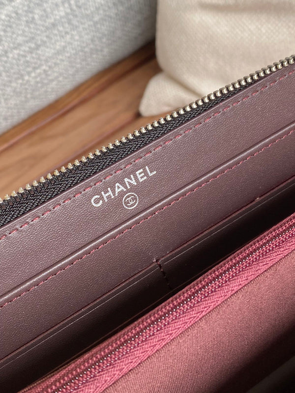 CC Zippy Long Wallet 19.5cm Black Sheepskin Sliver Steel 223943