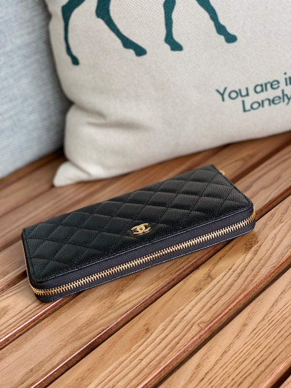 CC Zippy Long Wallet 19.5cm Black Caviar GHW 223945