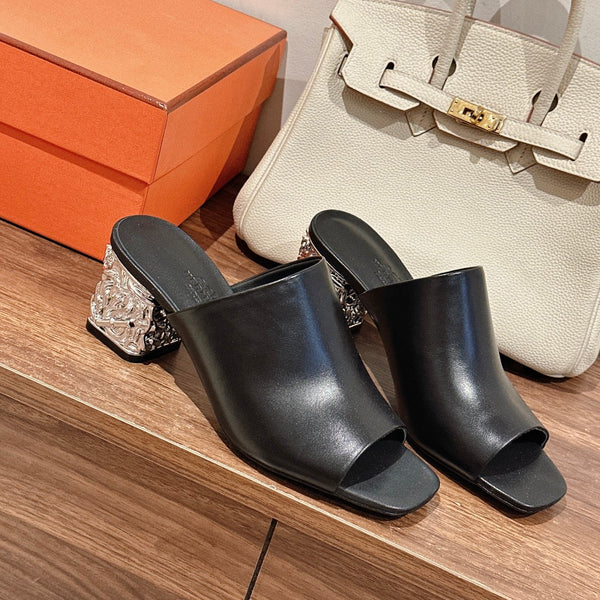 GLAM MULE 60 BLACK LAMBSKIN