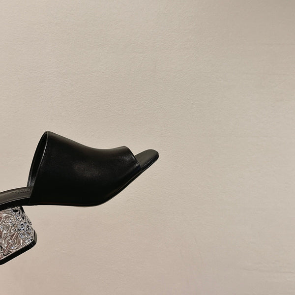 GLAM MULE 60 BLACK LAMBSKIN