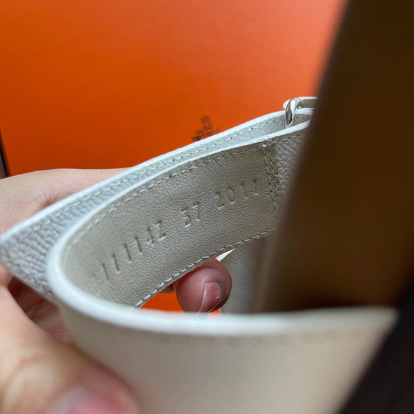 HM Men's Chypre Slide White Epsom Calfskin 538612