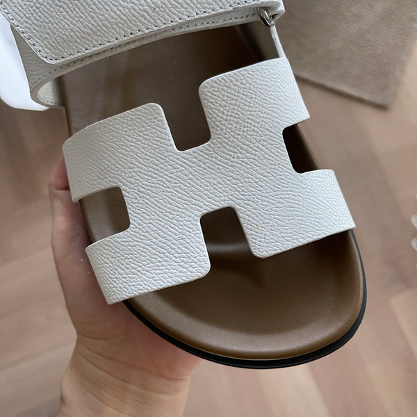 HM Men's Chypre Slide White Epsom Calfskin 538612