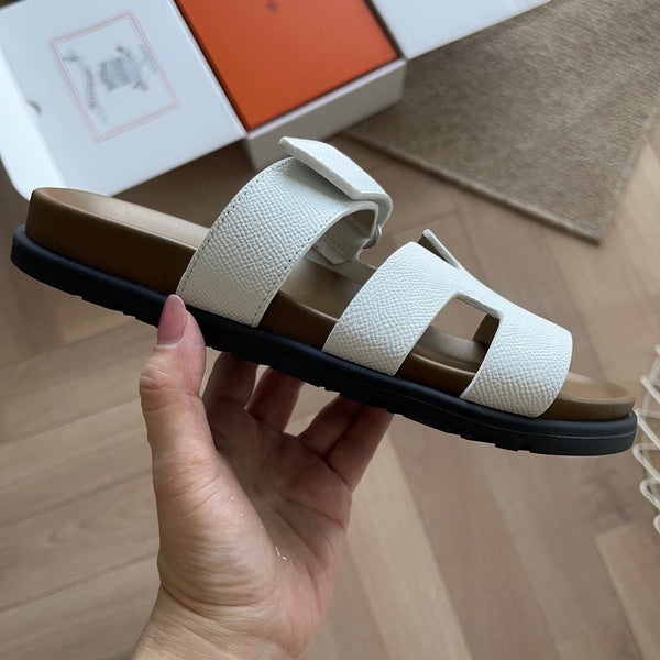 HM Men's Chypre Slide White Epsom Calfskin 538612