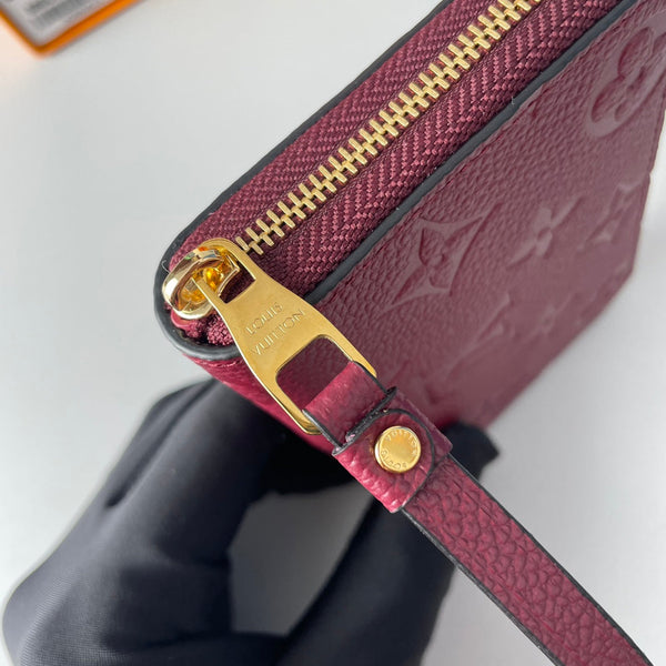LV M60740 Zippy Coin Purse Burgundy Monogram Empreinte Leather 221609