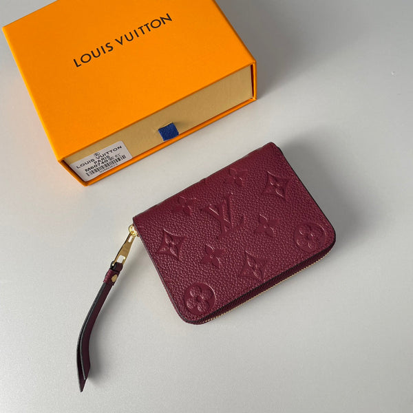LV M60740 Zippy Coin Purse Burgundy Monogram Empreinte Leather 221609
