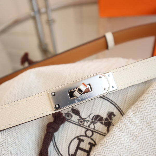 hm kelly belt 18mm white epsom leather