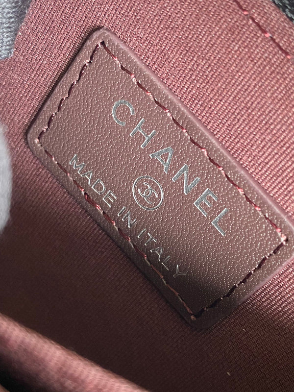 cc zipped wallet 7.5cm black caviar silver hardware