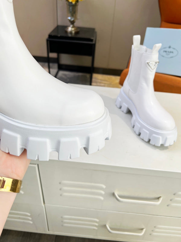 STIVALETTI PRA MONOLITH SPAZZOLATI 55 PELLE DI VITELLO BIANCA