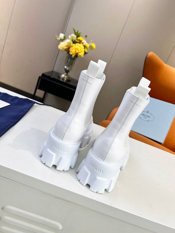 STIVALETTI PRA MONOLITH SPAZZOLATI 55 PELLE DI VITELLO BIANCA