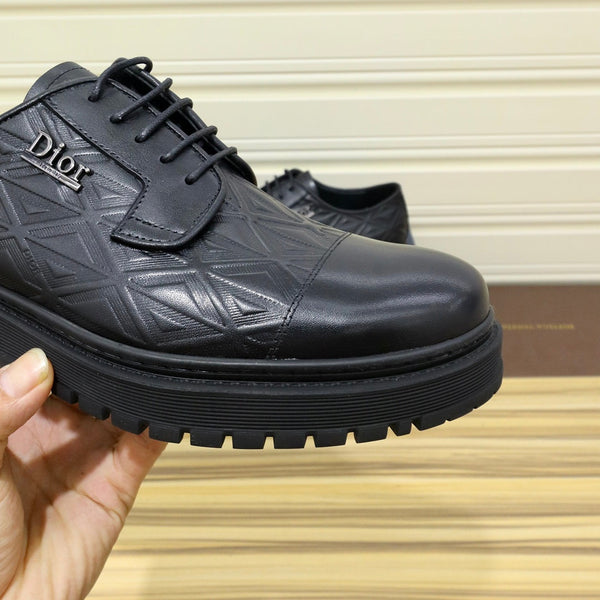 CD LACE-UP LOAFER BLACK GEOMETRIC CALFSKIN