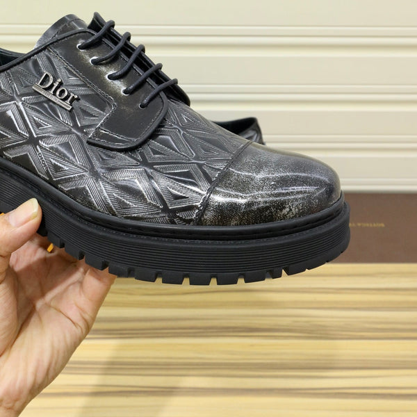 CD LACE-UP LOAFER BLACK MIX SILVER GEOMETRIC CALFSKIN