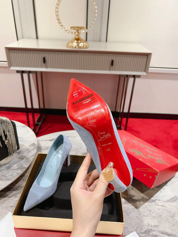 CL Condora Pumps 100mm Suede Leather Blue