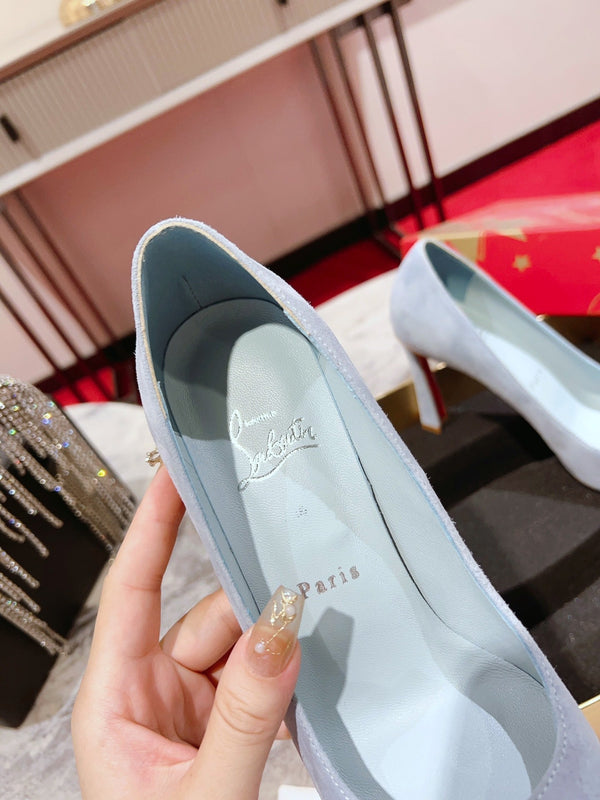 CL Condora Pumps 100mm Suede Leather Blue