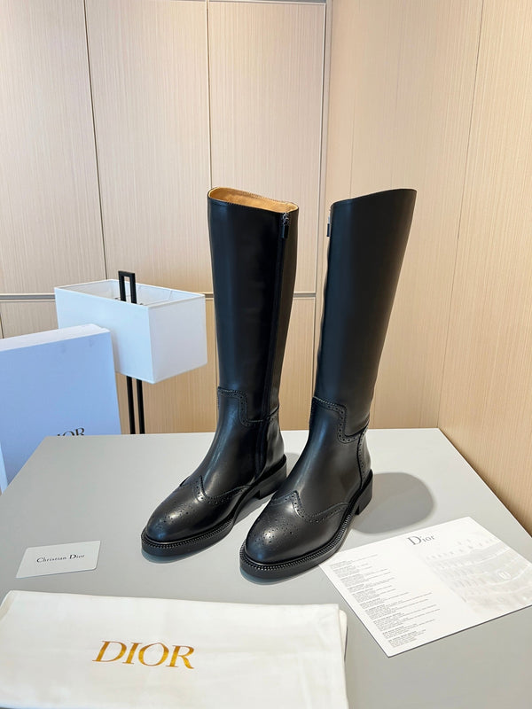 CD High Boots Black Calfskin