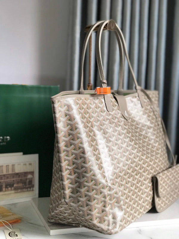 SAINT LOUIS PM 40 IN TELA GOYARDINE E PELLE DI VITELLO GRIGIO MIX VERDE