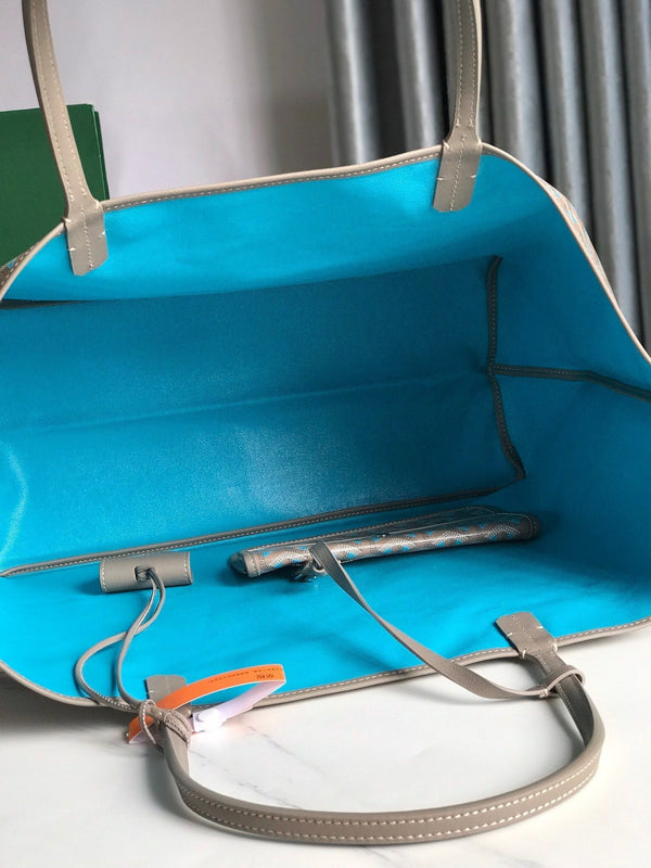 SAINT LOUIS PM 40 IN TELA GOYARDINE E PELLE DI VITELLO GRIGIO MIX BLU