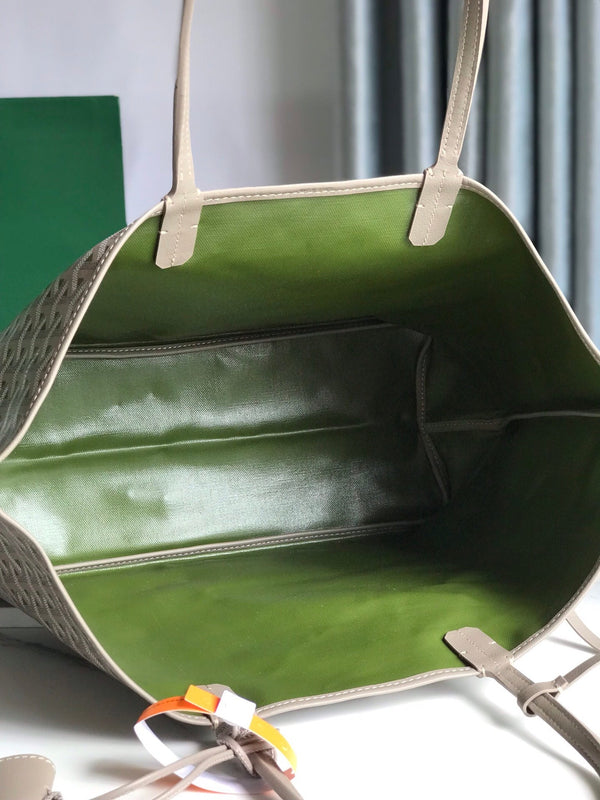 SAINT LOUIS PM 34 IN TELA GOYARDINE E PELLE DI VITELLO GRIGIO MIX VERDE