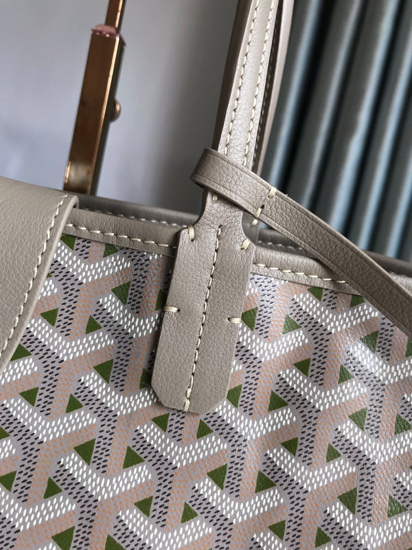 SAINT LOUIS PM 34 IN TELA GOYARDINE E PELLE DI VITELLO GRIGIO MIX VERDE